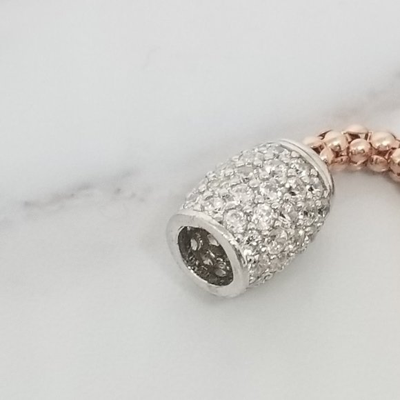 Sterling Silver Mesh Bracelet Rose Plated CZ - Picture 5 of 7